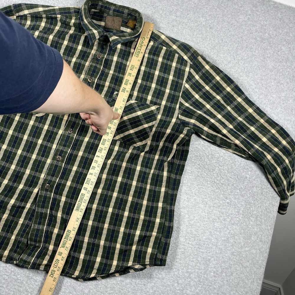 Vintage St Johns Bay Shirt Mens XXL Green Flannel Plaid Button Up Cotton 90s - Picture 3 of 9